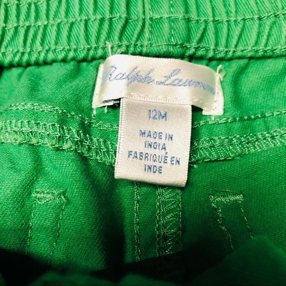 RALPH LAUREN - INFANT GIRL GREEN SHORTS